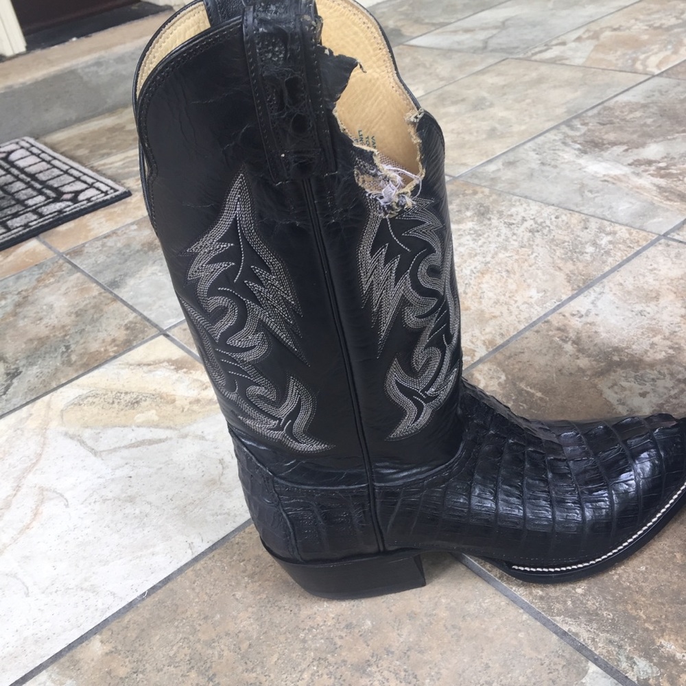Hondo Caiman Leather Cowboy Boots Men’s 12D - Picture 5 of 10